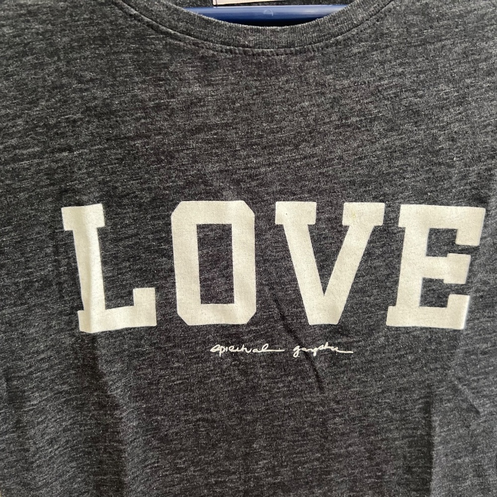 Spiritual Gangster- Women's Short Sleeve Charcoal Colored Tee "LOVED"- Size XS - Picture 4 of 5